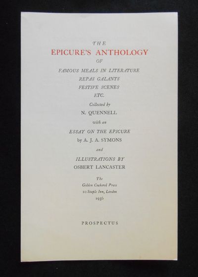 [Prospectus Only] The Epicure's Anthology; of Famous Meals in Literature, Repas Galants, Festive Scenes, Etc.