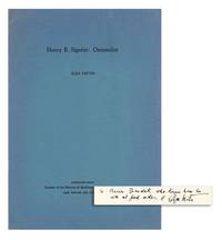 Henry E. Sigerist: Orientalist [Inscribed & Signed to Therese Benedek]