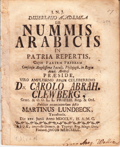 De nummis arabicis in patria repertis. Partem…