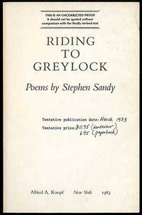 New York: Alfred A. Knopf, 1983. Softcover. Fine. Uncorrected proof. Printed wrappers. A trifle soil...