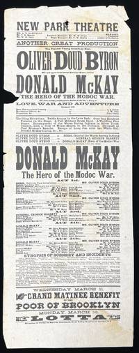 c.1874 Theatrical Broadside Promoting Performance of "Donald McKay: The Hero of the Madoc War