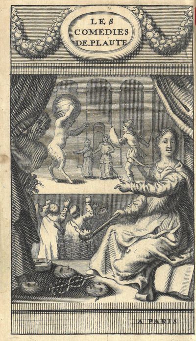Comedies de Plaute, traduites en francois, Par Mademoiselle Le Fevre. Avec des remarques et un examen, selon les regles du theatre. Derniere Edition, avec l’Original Latin, & des figures. Tome premier  tome II. I-II. (photo 2)