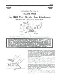 MILLERS FALLS No. 1170 5-1/2" Circular Saw Attachment Instructions