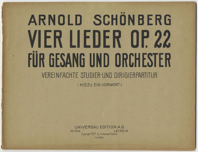 [Op. 22]. Vier Lieder [Short score]