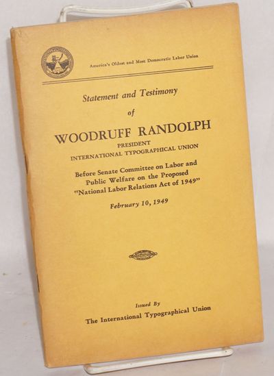 Indianapolis: Internatinal Typographical Union, 1949. Pamphlet. 111p., wraps browned, text block pap...