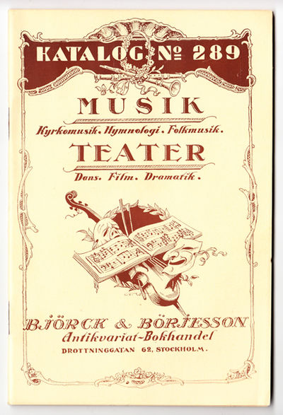 Björck & Börjesson. Katalog No. 289. Musik.…