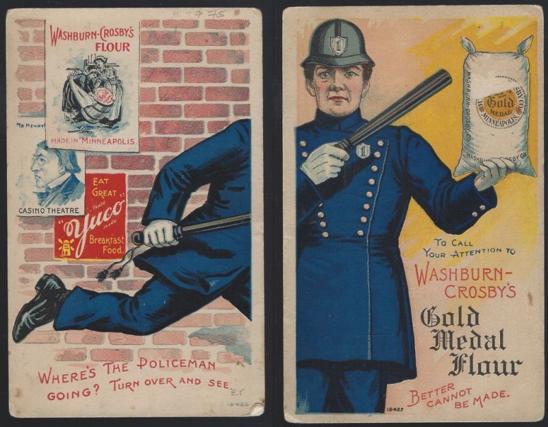 VICTORIAN TRADE CARD FOR GOLD MEDAL FLOUR WITH POLICEMAN