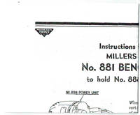 MILLERS FALLS No. 881 BENCH STAND to hold No. 888 POWER UNIT; - Instructions