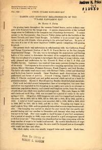 image of Habits and Economic Relatioships of the Tulare Kangaroo Rat
