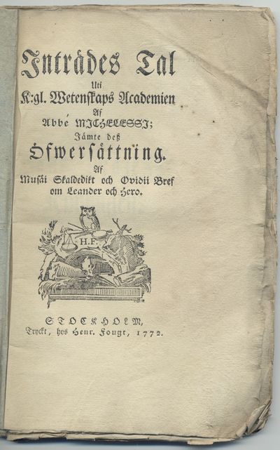 Inträdes tal uti k:gl. Wetenskaps academien af…