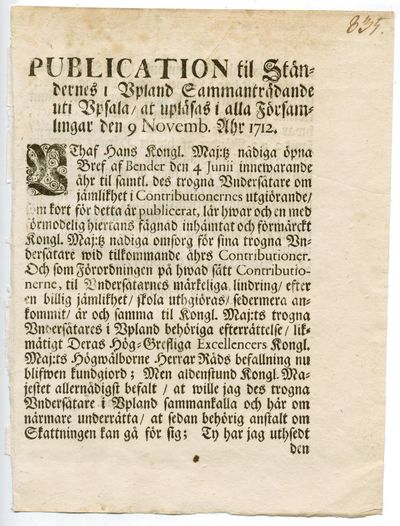 Publication til ständernes i Upland…