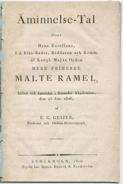 Åminnelse-tal öfver hans excellens, f.d.…