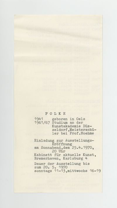 Exhibition brochure: POLKE (25 April-20 May 1970)