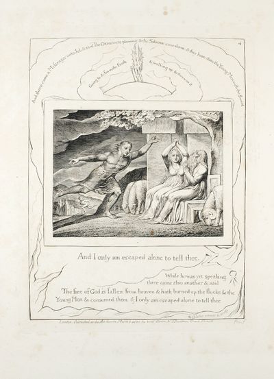 Illustrations of the Book of Job. Plate #4   And I only am escaped alone to tell thee