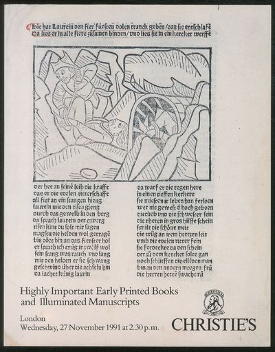 Christie's, Highly Important Early Printed Books and Illuminated Manuscripts London Wednesday, 27 November 1991