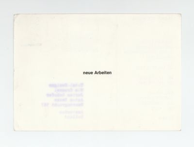 Exhibition postcard: Ulrich Rückriem: neue arbeiten (20 January-18 February 1979)