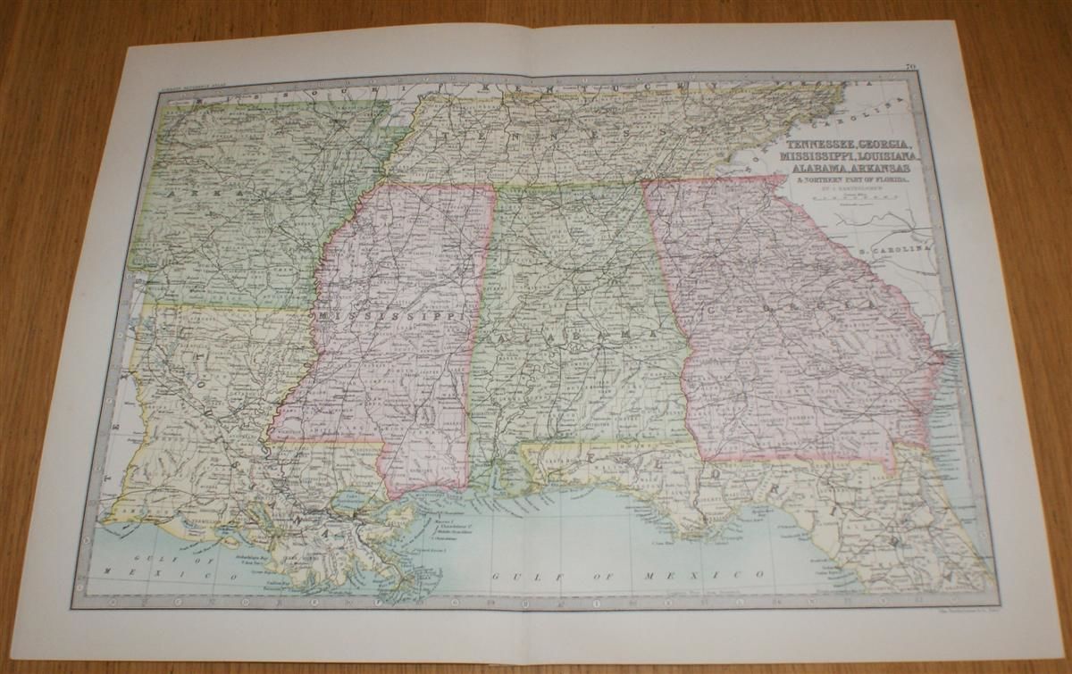Map of Tennessee, Georgia, Mississippi, Louisiana, Alabama 
