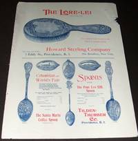image of A 11 by 15 Inch 1893 Illustrated Advertisement for Souvenir Spoons Tilden-Thurber Co, and the Lore-Lei Hair Brush from the Howard Sterling Co. , Suspenders from the Frank H. Lapierre and Clocks from G. S. Lovell Clock Co. Chicago Watch Tool Company
