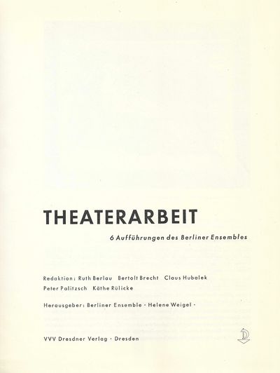 6 Aufführungen des Berliner Ensembles. Redaktion…