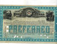 Stock Certificate for Less Than 100 Shares in the Missouri, Kansas and Texas Railway Company