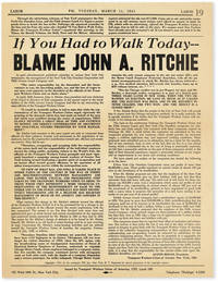 image of Strike Broadside: If You Had to Walk Today - Blame John A. Ritchie