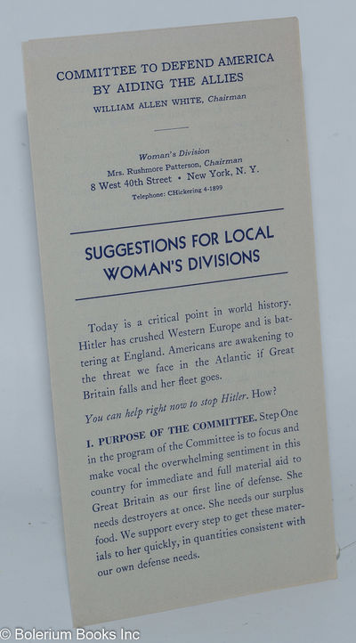 Suggestions for Local Woman's Divisions