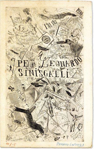 Rome: For the Artist, 1962. 36.5cm. Folded sheet of heavy handmade paper in the form of a menu, bear...