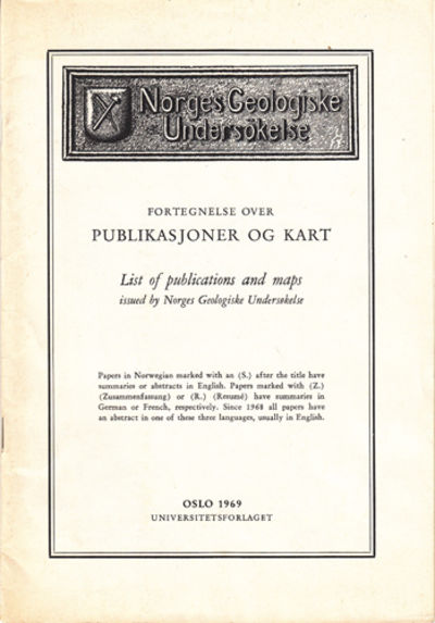 NORGES GEOLOGISKE UNDERSØKELSE. Fortegnelse over…
