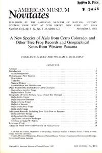 A New Species of Hyla from Cerro Colorado, and Other Tree Frog Records and Geographical Notes from Western Panama