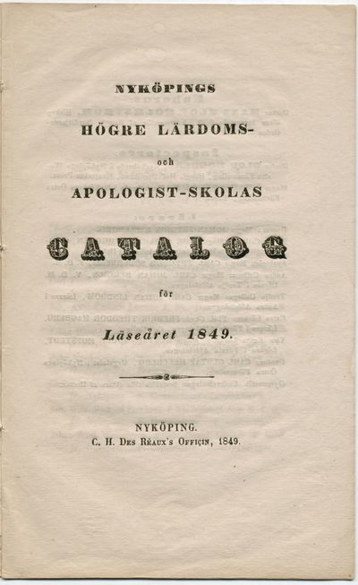 Nyköpings högre lärdoms- och apologist-skolas…