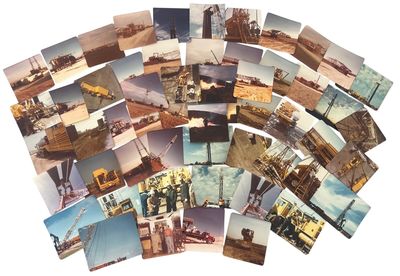 Alaska Oil Boom Archive of 57 photographs documenting Cook Inlet Platform Transport, Assembly, Offshore Drilling Photographs, 1966