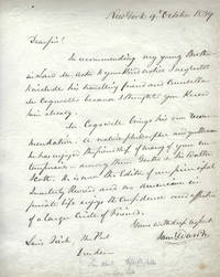 , Autograph Letter Signed, New York, October 9, 1839, to Louis (Ludwig) Tieck, The Post, Dresden, Germany