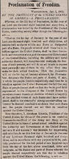 A Copperhead Newspaper Prints, Then Criticizes, the Emancipation Proclamation