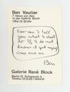 Exhibition card: Ben Vautier: 7 Ideen von Ben (1 May [1971])