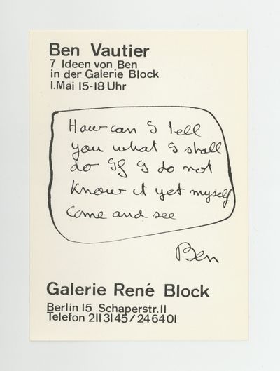 Exhibition card: Ben Vautier: 7 Ideen von Ben (1 May [1971])
