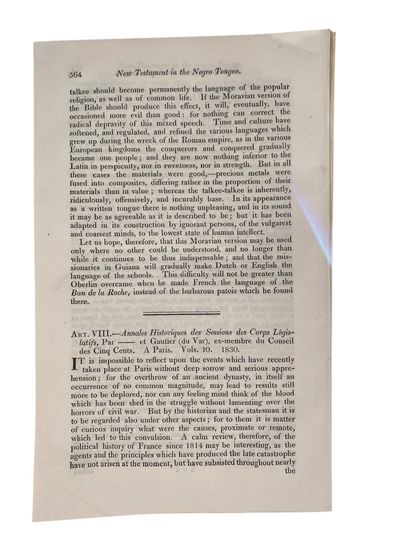 New Testament the Negro Tongue (also called talkee-talkee), 1829 Article on a Missionary Translation of the Bible into Suriname Creole