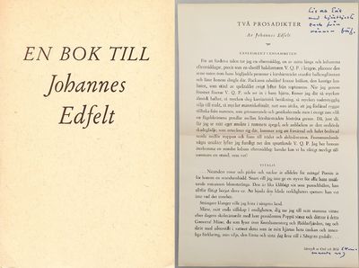 En bok till Johannes Edfelt. [Utg. av] Albert…