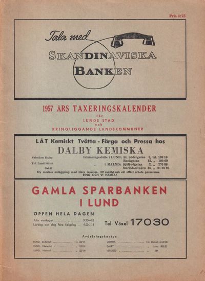 1957 års taxeringskalender för Lunds stad och…