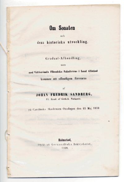 Om sonaten och dess historiska utveckling. A.a.