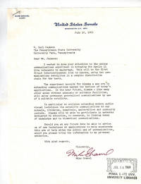 Typed Letter Signed on Senate Letterhead  About Bringing Apollo 11 Live Telecasts to Alaska