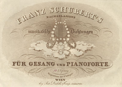 [D. 716, 450b]. Grenzen der Menschheit, von Goethe. Fragment aus dem Aeschylus. In Musik gesetzt für eine Singstimme mit Pianoforte Begleitung ... Eingetragen in das Archiv der vereinigten Musikalien-Verleger. Pr. 45 x.cm