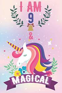 I AM 9 & MAGICAL: Unicorn Christmas Journal Activity book for Kids, birthday activity book...