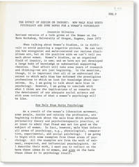 The Effect of Sexism on Thought: How Male Bias Hurts Psychology and Some Hopes for a Woman&#039;s Psychology. Revised version of a talk given at the Women on the Move Workshop, University of Oregon, Eugene, June 1972 by [KNOW, Inc] SILVEIRA, Jeanette - [1972]