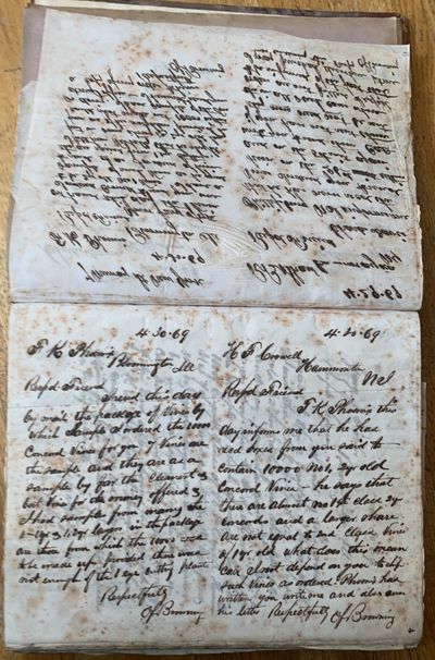 Manuscript Letter Copy Book of O. F. Browning's Nursery Exchange of New York City and Chatham, New York, including a section devoted to the "Proceedings of the Third Anniversary of the Universal Peace Union", in New York, letters dated 1869-1870