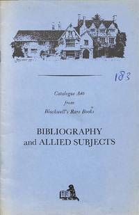 Catalogue A40/1928: Bibliography and allied subjects.