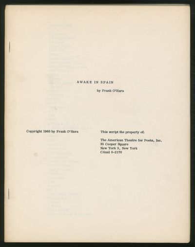 New York: The American Theatre for Poets, Inc, 1960. Softcover. Near Fine. First edition. Quarto. Mi...