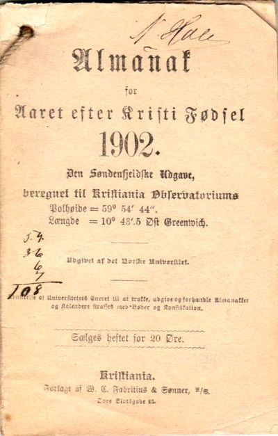 Almanak for Aaret efter Kristi Fødsel 1902. Den…