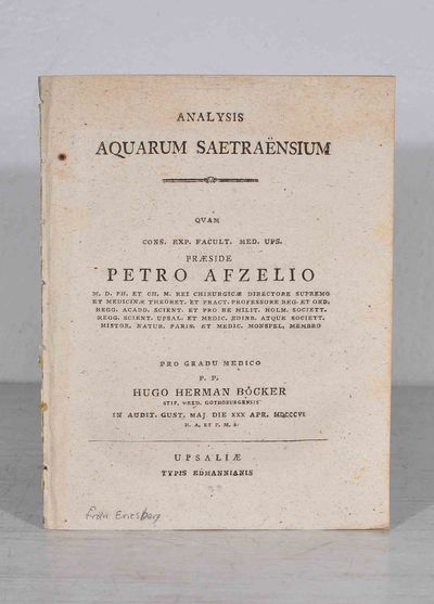 Analysis aquarum Saetraënsium. A.a.
