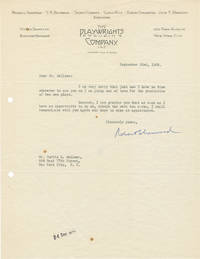 Original typed letter signed from Robert Sherwood to Curtis L. Hellmer, presumably Kurt Hellmer,...