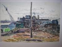 Original Artwork Entitled "Tug Boat Construction and Repair, Oyster Bay, NY"